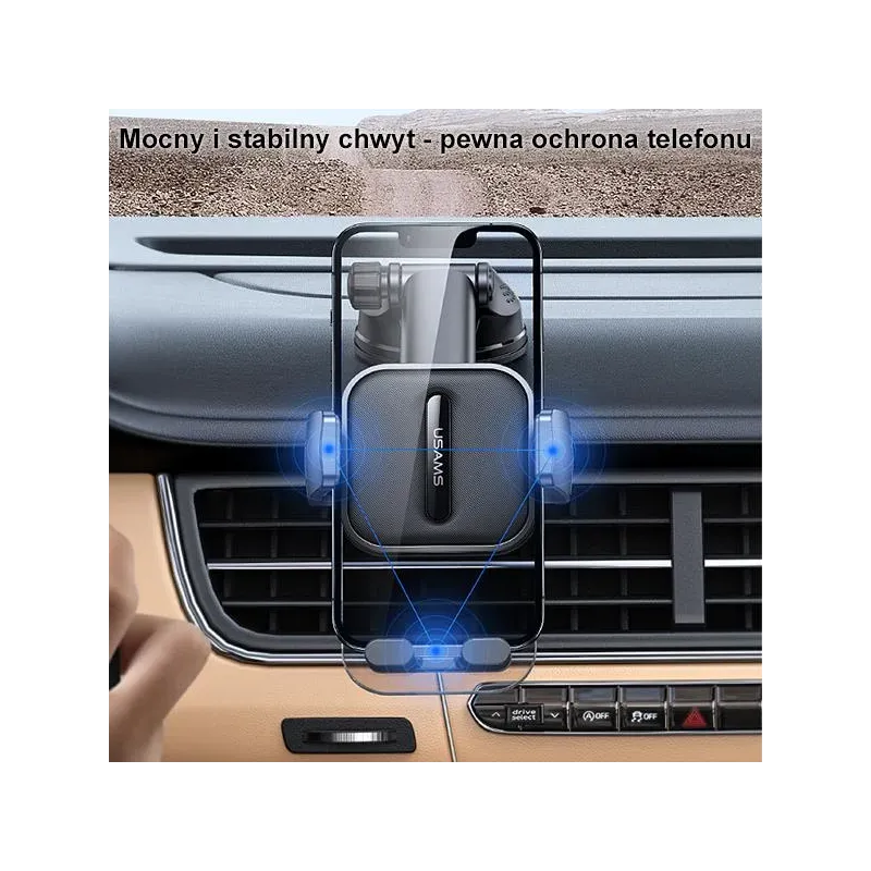 Uchwyt samochodowy Usams ZJ072 do szyby lub kokpitu czarny