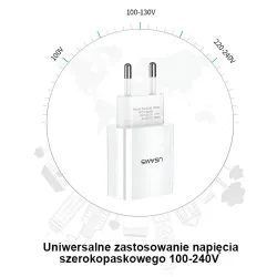 Ładowarka sieciowa Usams T18 2,1A 1xUSB- bez kabla - biała