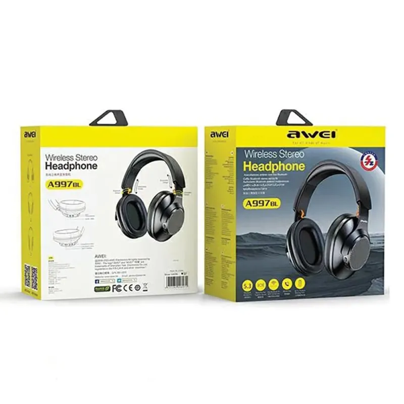 Słuchawki z mikrofonem Awei A997BL Bluetooth 5.3 - czarne | PartsPC.pl