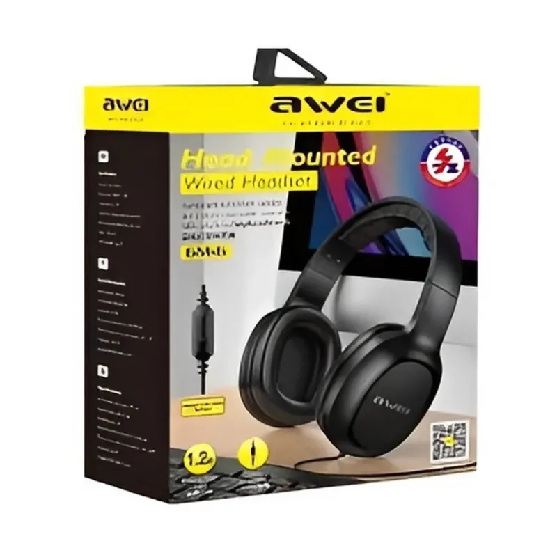 Słuchawki z mikrofonem Awei GM-6 stereo nauszne jack | PartsPC.pl