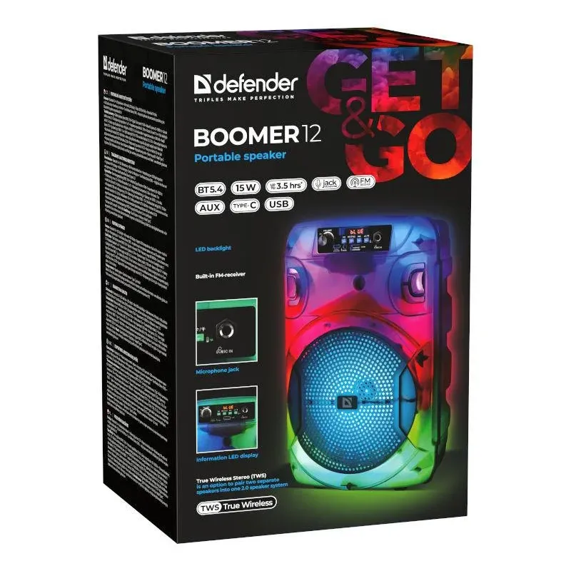 Głośnik Defender BOOMER 12 Bluetooth 15W | PartsPC.pl
