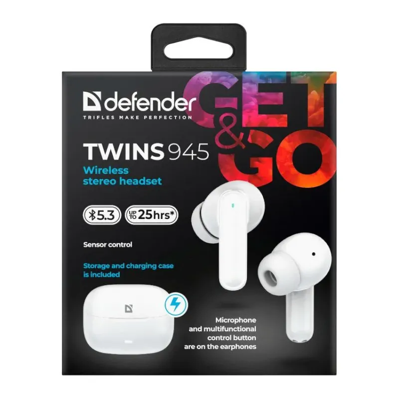 Słuchawki z mikrofonem Defender TWINS 945 bezprzewodowe | PartsPC.pl