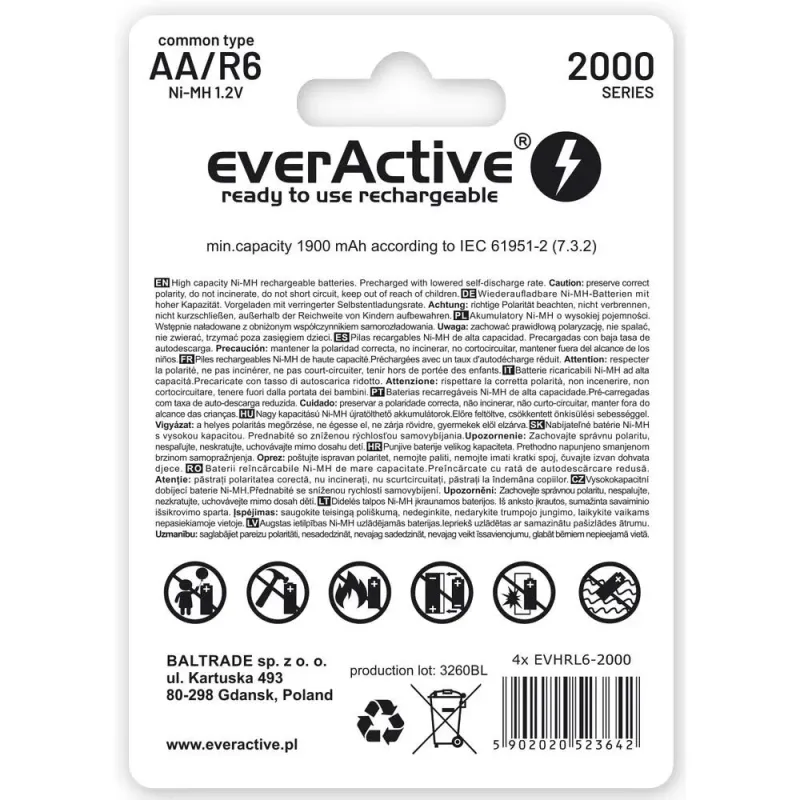 Akumulatorki AA/R6 everActive Silver Line 2000 mAh 4 sztuki