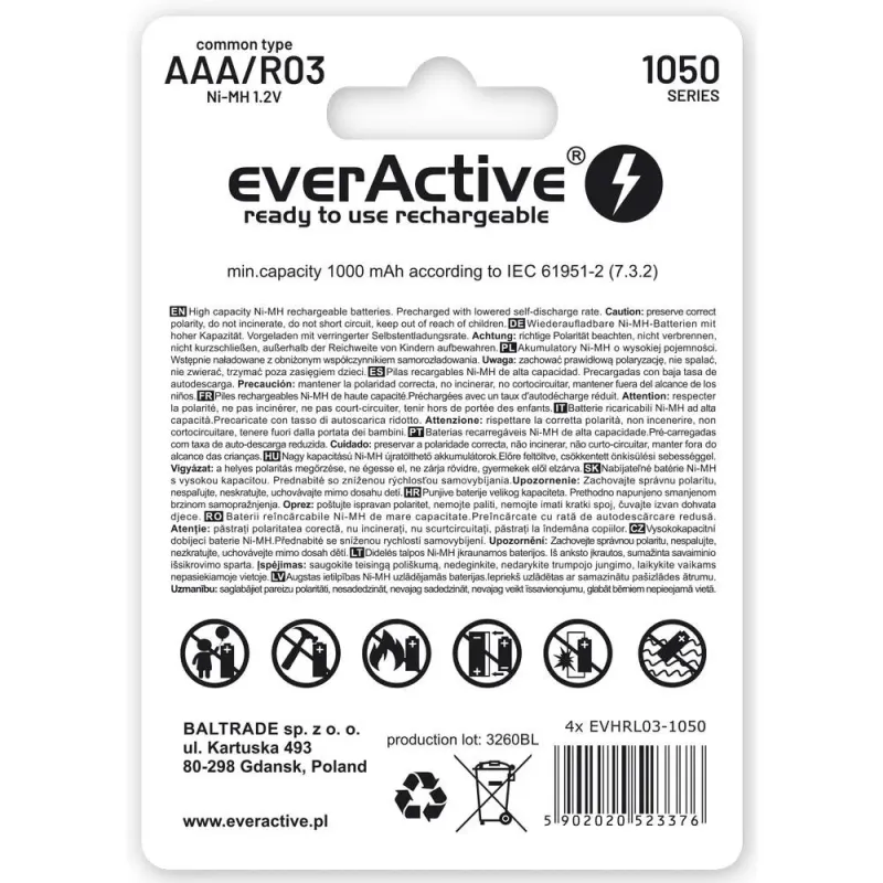 Akumulatorki AAA/R03 everActive Professional Line 1050 mAh 4 sztuki