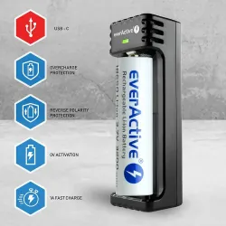 Ładowarka do akumulatorków cylindrycznych Li-ion everActive LC-100C