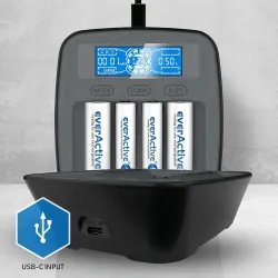 Ładowarka do akumulatorków Ni-MH 4-kanałowa everActive NC-1000M czarna