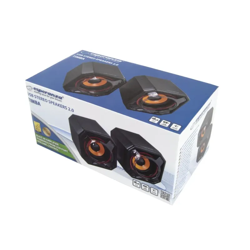 Głośniki Esperanza 2.0 USB Timba czarny | PartsPC.pl
