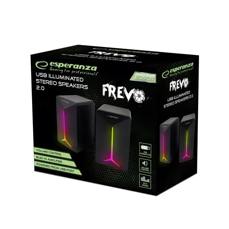 Głośniki 2.0 Esperanza USB LED Rainbow Frevo EGS105 | PartsPC.pl