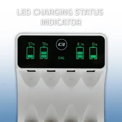 Ładowarka Qoltec do akumulatorków Ni-MH typu R03 AAA R6 AA | LCD | Kabel