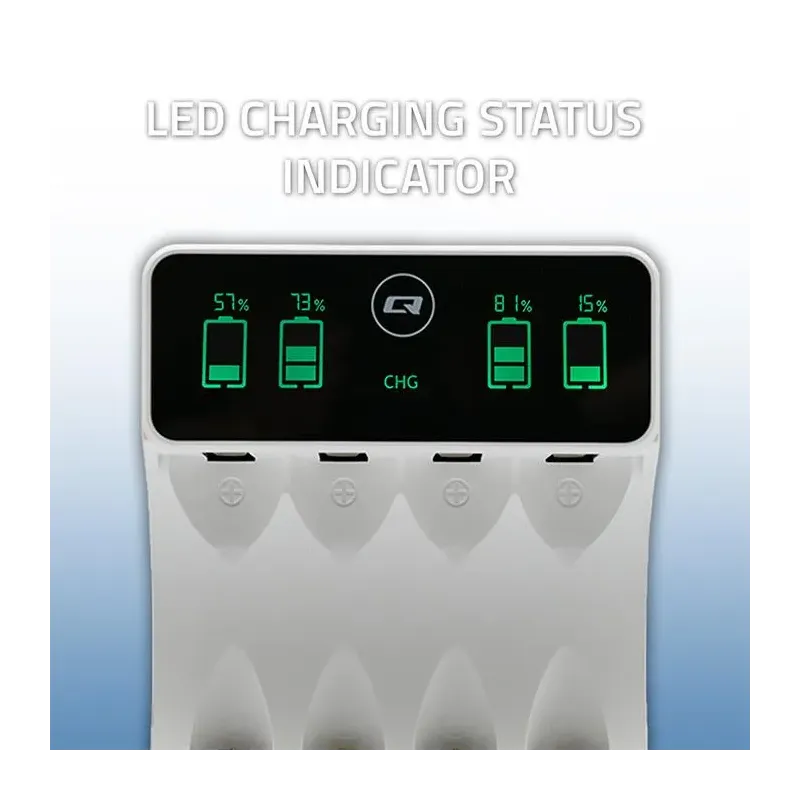 Ładowarka Qoltec do akumulatorków Ni-MH typu R03 AAA R6 AA | LCD | Kabel