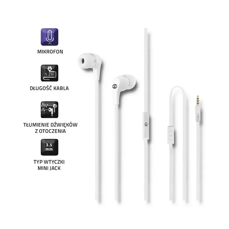 Słuchawki z mikrofonem Qoltec białe | PartsPC.pl