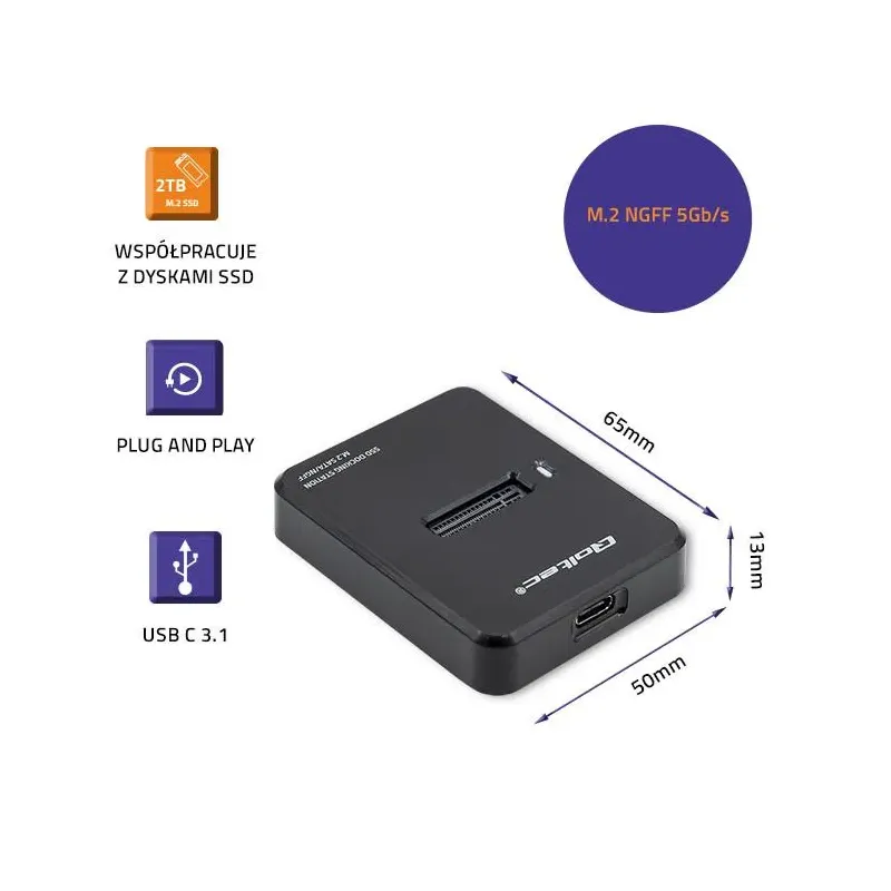 Stacja dokująca Qoltec dysków SSD M.2 SATA | NGFF | USB | PartsPC.pl
