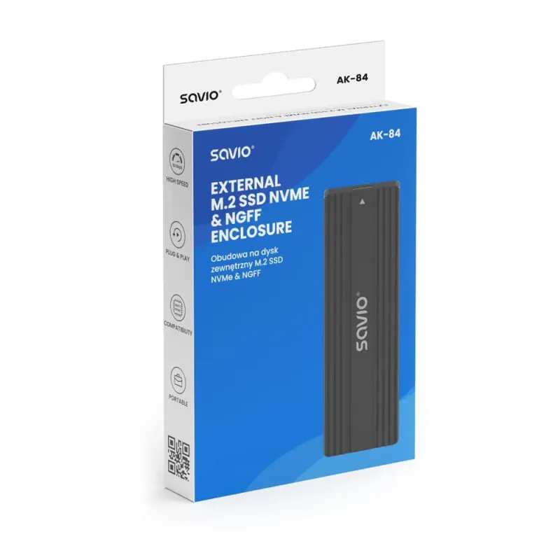 Obudowa na dysk zewnętrzny Savio AK-84 M.2 SSD NVMe & NGFF C… | PartsPC.pl