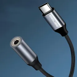 Kabel adapter Beline USB-C/Jack 3,5mm DAC czarny | PartsPC.pl
