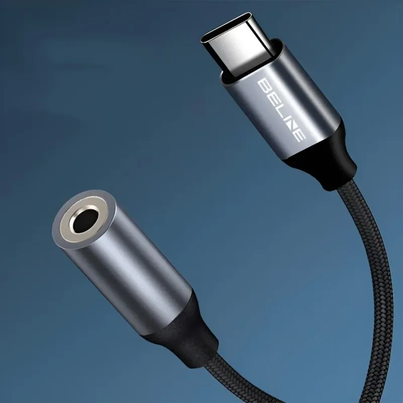 Kabel adapter Beline USB-C/Jack 3,5mm DAC czarny | PartsPC.pl
