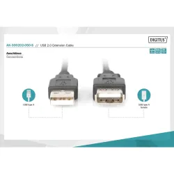 Przedłużacz DIGITUS AK-300202-050-S USB 2.0 5m czarny | PartsPC.pl