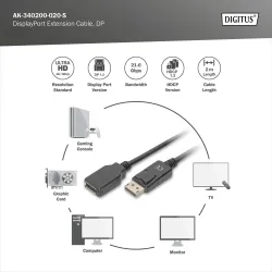 Przedłużacz DisplayPort DIGITUS 1.2 M/F 2m | PartsPC.pl