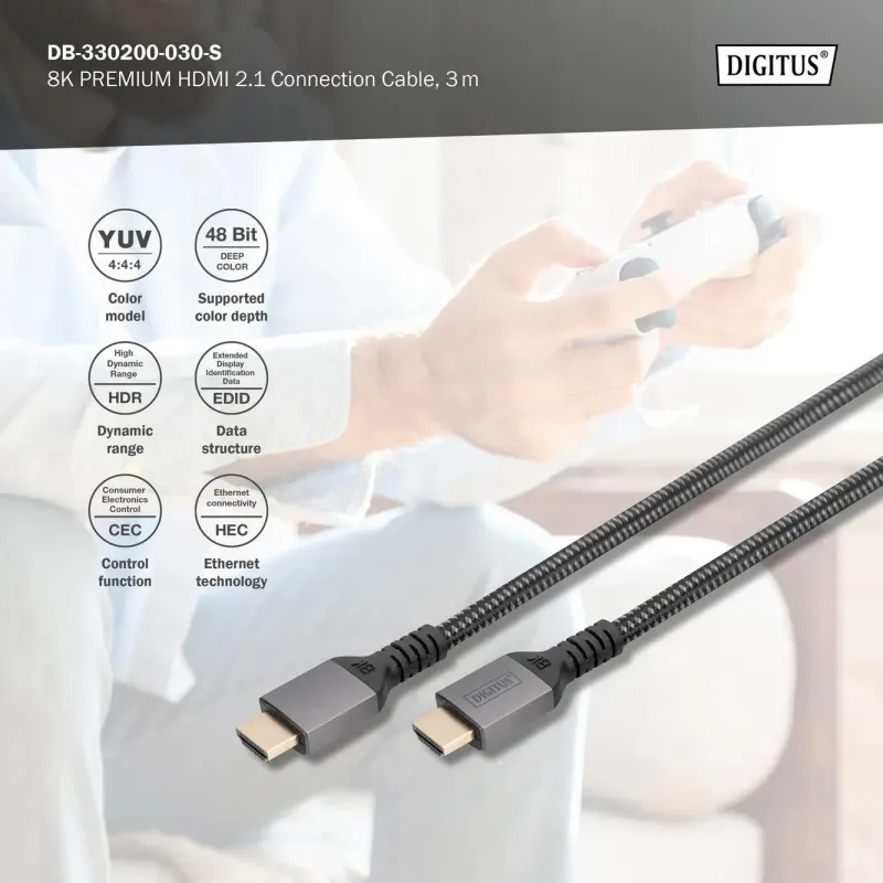 Kabel HDMI 2.1 DIGITUS PREMIUM połączeniowy Ultra | PartsPC.pl