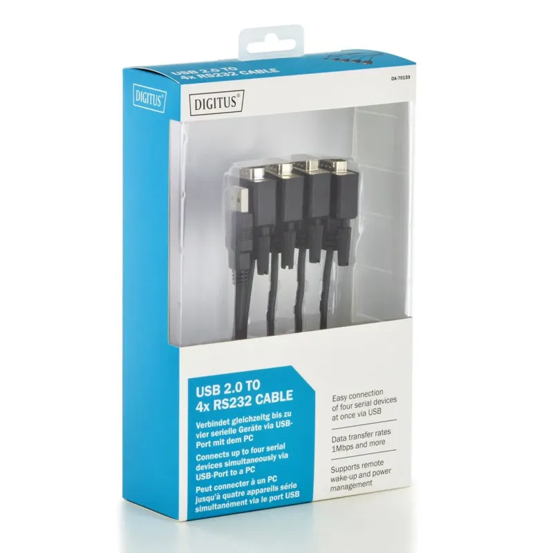 Konwerter USB 2.0 DIGITUS DA-70159 4xRS232, 1,5m | PartsPC.pl