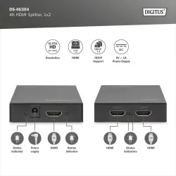 Splitter HDMI DIGITUS DS-46304 2-portowy, 4096x2160p 4K UHD … | PartsPC.pl