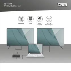Splitter HDMI DIGITUS DS-46304 2-portowy, 4096x2160p 4K UHD … | PartsPC.pl