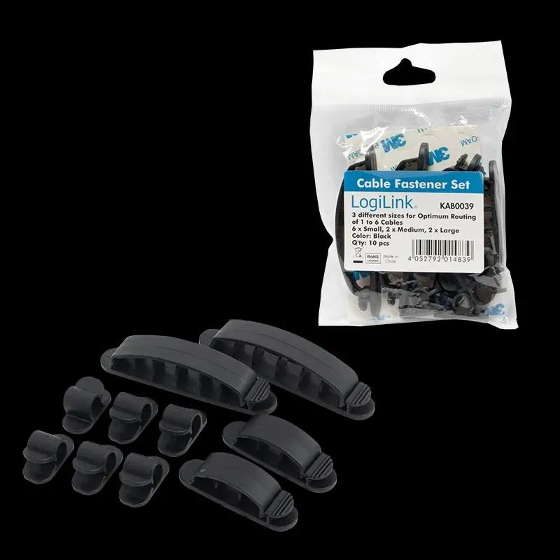 Organizer kabli LogiLink KAB0039 zestaw mocowań | PartsPC.pl