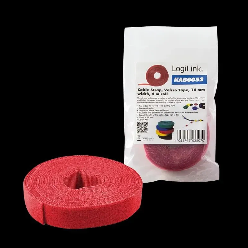 Organizer kabli LogiLink KAB0052 taśma 4m, rolka czerwona