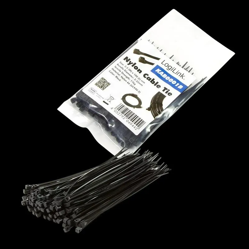 Opaska zaciskowa LogiLink KAB0001B 100szt, dł. 0,1m | PartsPC.pl