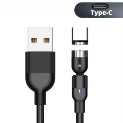 Kabel USB 2.0 Maclean MCE475 magnetyczny USB C kątowy 2m czarny