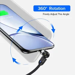 Kabel USB 2.0 Maclean MCE475 magnetyczny USB C kątowy 2m czarny