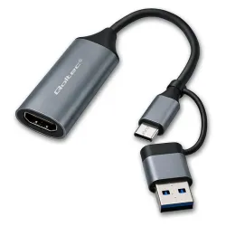 Kabel adapter Qoltec USB-C USB-A | HDMI | 4K 30Hz | Aluminium