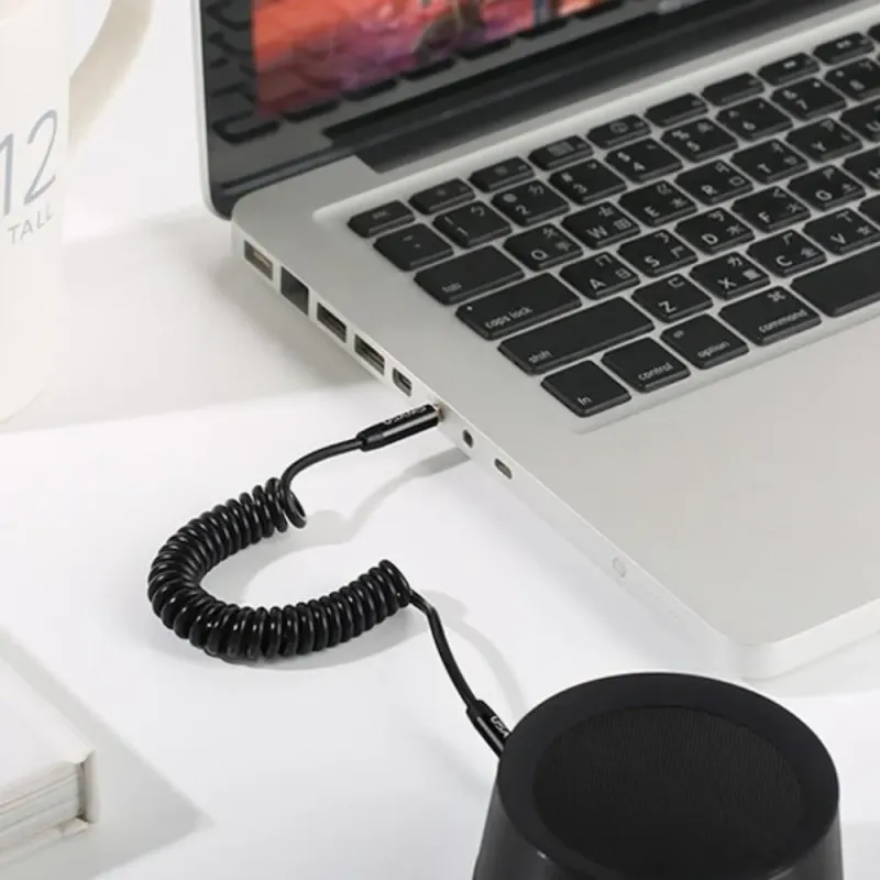 Kabel Audio Usams SJ256 Jack 3,5mm Spring 1,2m czarny | PartsPC.pl