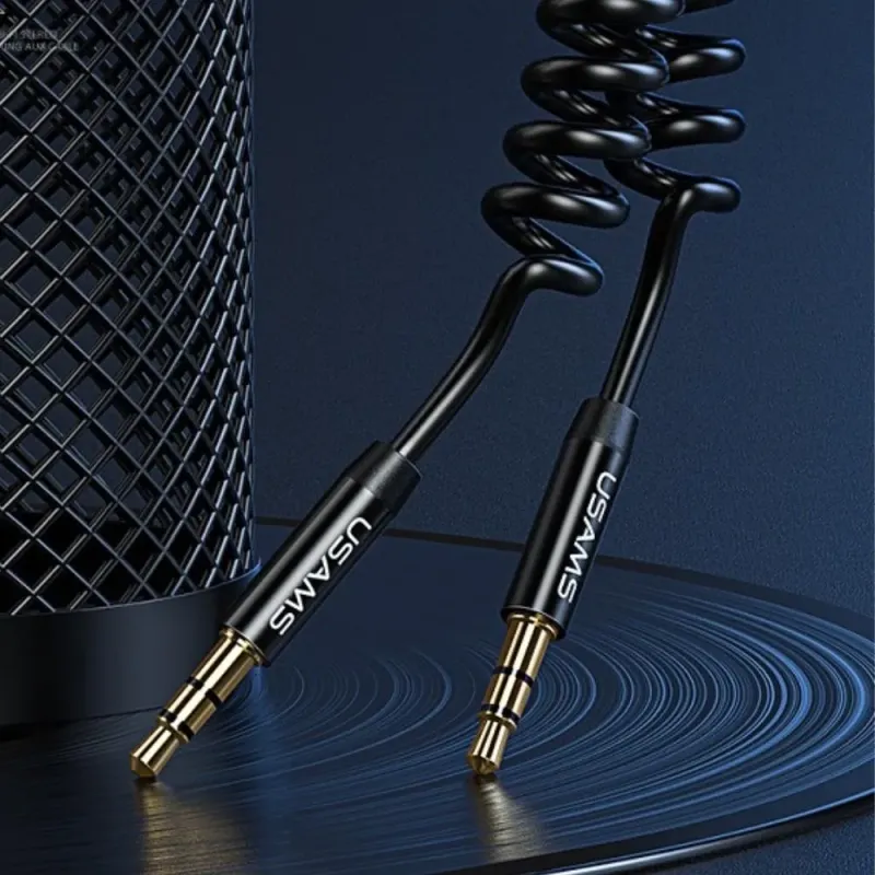 Kabel Audio Usams SJ256 Jack 3,5mm Spring 1,2m czarny | PartsPC.pl