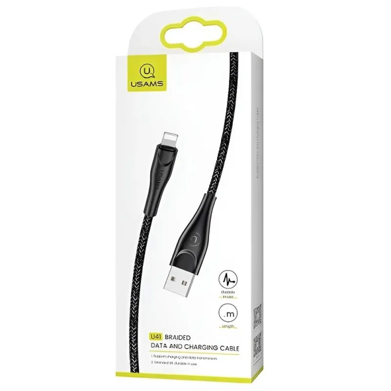 Kabel USB Usams U41 Lightning 1m czarny | PartsPC.pl