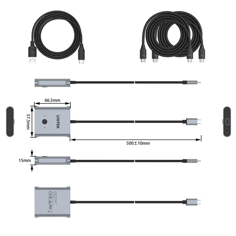 Przełącznik Dwukierunkowy Unitek D1078A USB-C 4K 144Hz PD 10… | PartsPC.pl