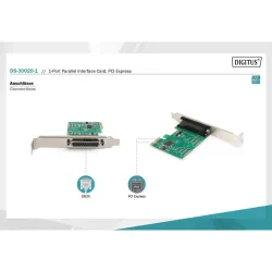 Kontroler LPT DIGITUS PCIe, 1x Parallel/LPT, Low Profile, Chipset AX99100