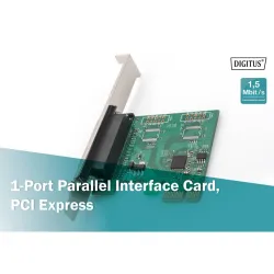 Kontroler LPT DIGITUS PCIe, 1x Parallel/LPT, Low Profile, Chipset AX99100