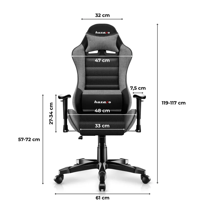 Fotel gamingowy dla dziecka Huzaro Ranger 6.0 Grey Mesh