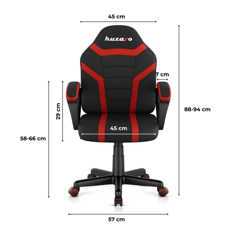 Fotel gamingowy dla dziecka Huzaro Ranger 1.0 Red Mesh