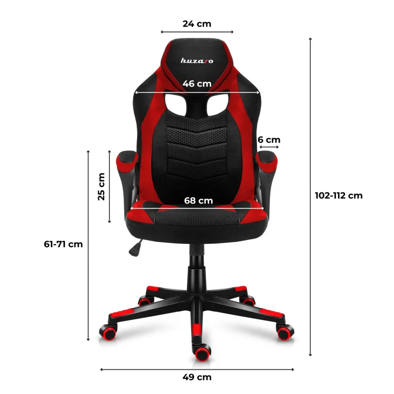 Fotel gamingowy Huzaro FORCE 2.5 Red Mesh
