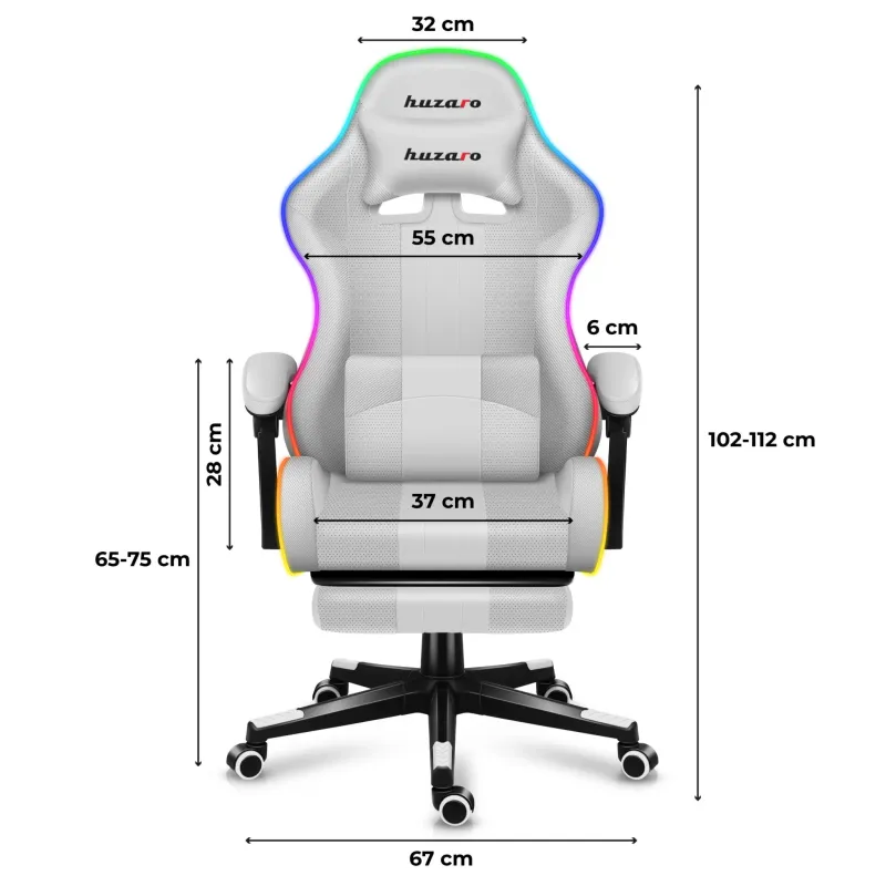 Fotel gamingowy Huzaro FORCE 4.7 RGB White Mesh