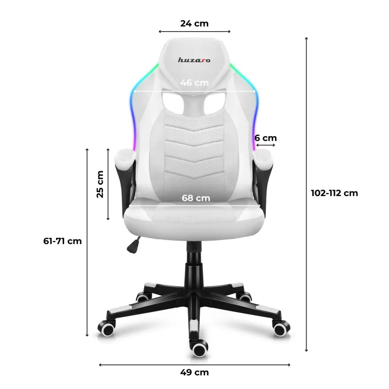 Fotel gamingowy Huzaro Force 2.5 RGB White Mesh