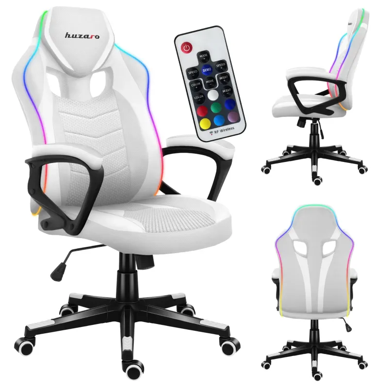 Fotel gamingowy Huzaro Force 2.5 RGB White Mesh