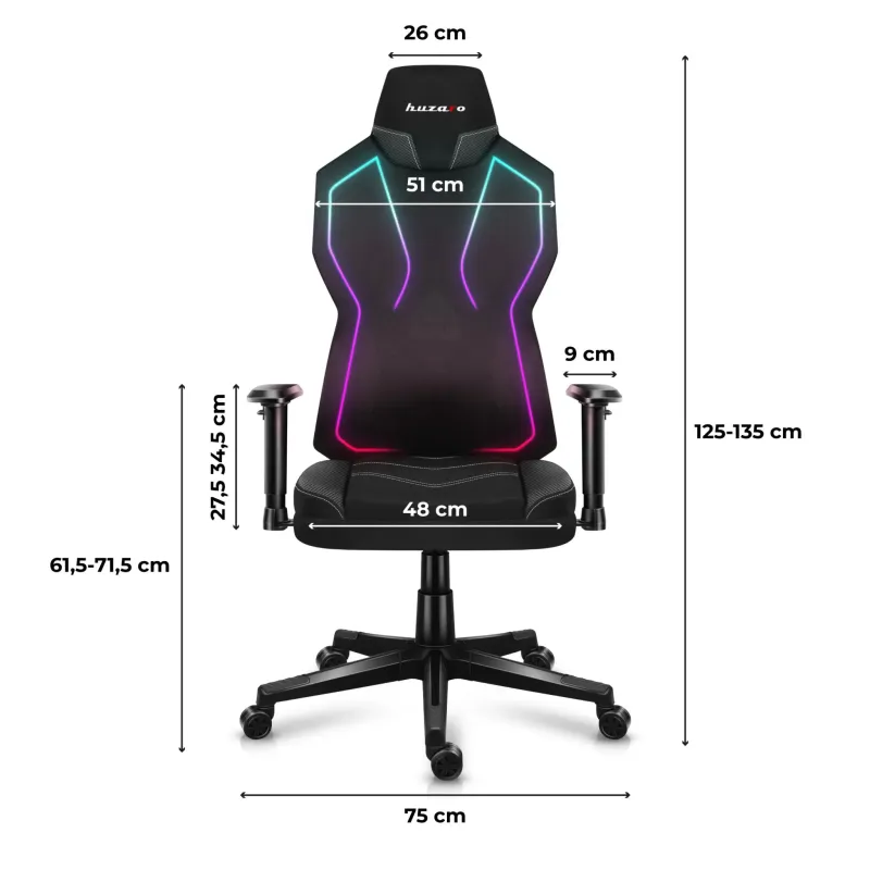Fotel gamingowy Huzaro COMBAT 6.2 Black RGB