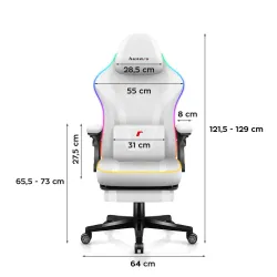 Fotel gamingowy Huzaro Force 4.6 RGB White Mesh