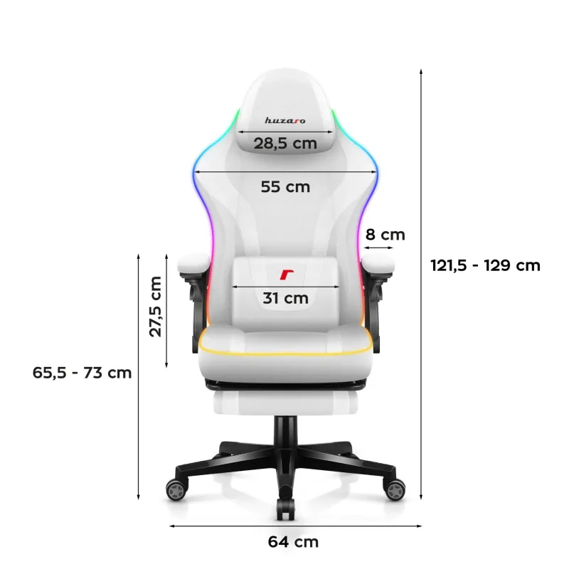 Fotel gamingowy Huzaro Force 4.6 RGB White Mesh