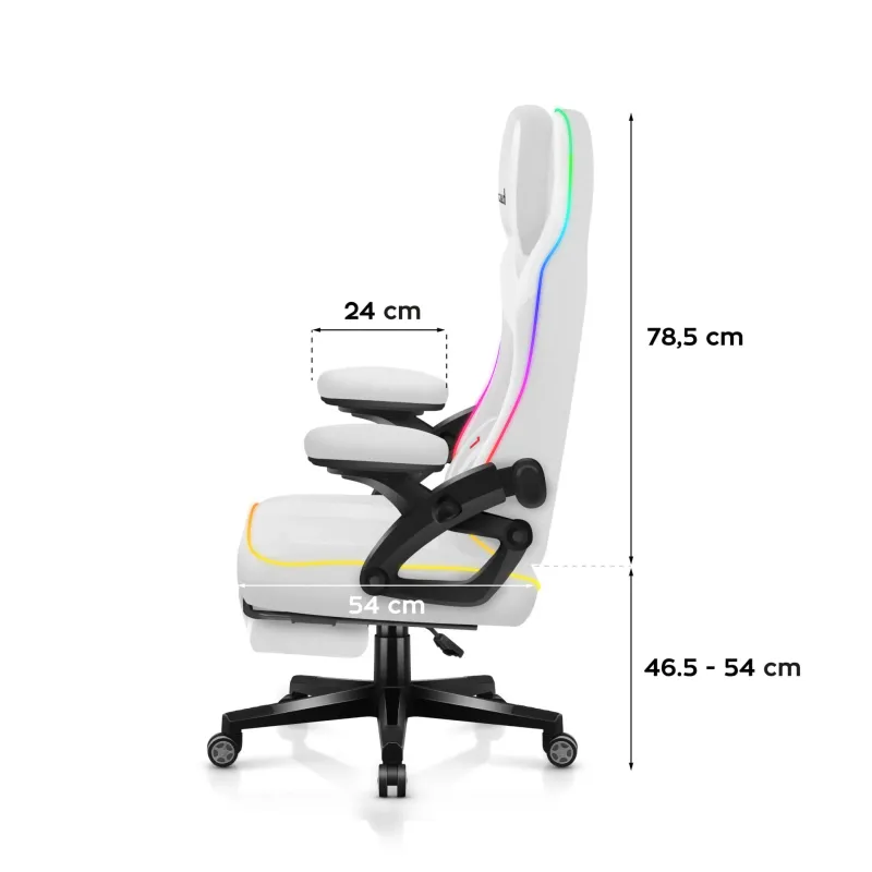 Fotel gamingowy Huzaro Force 4.6 RGB White Mesh