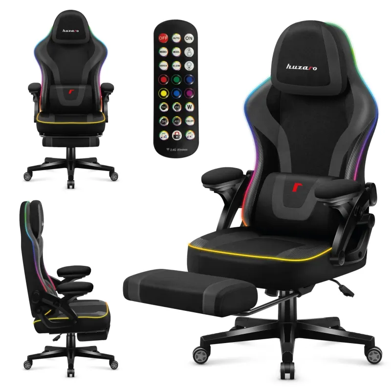Fotel gamingowy Huzaro Force 4.6 RGB Black Mesh
