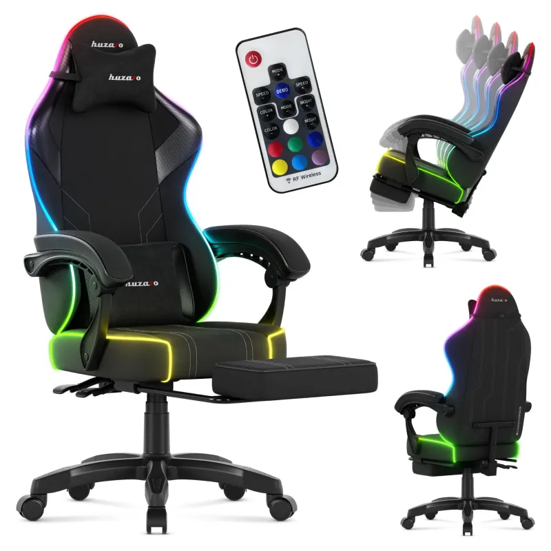 Fotel gamingowy Huzaro Force 3.7 RGB Black | PartsPC.pl