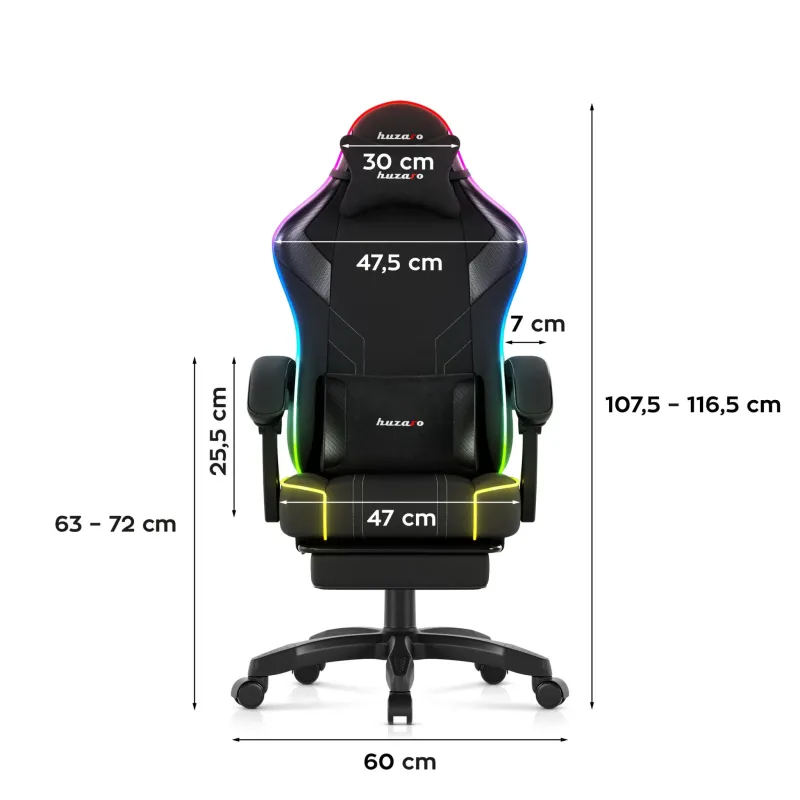 Fotel gamingowy Huzaro Force 3.7 RGB Black | PartsPC.pl